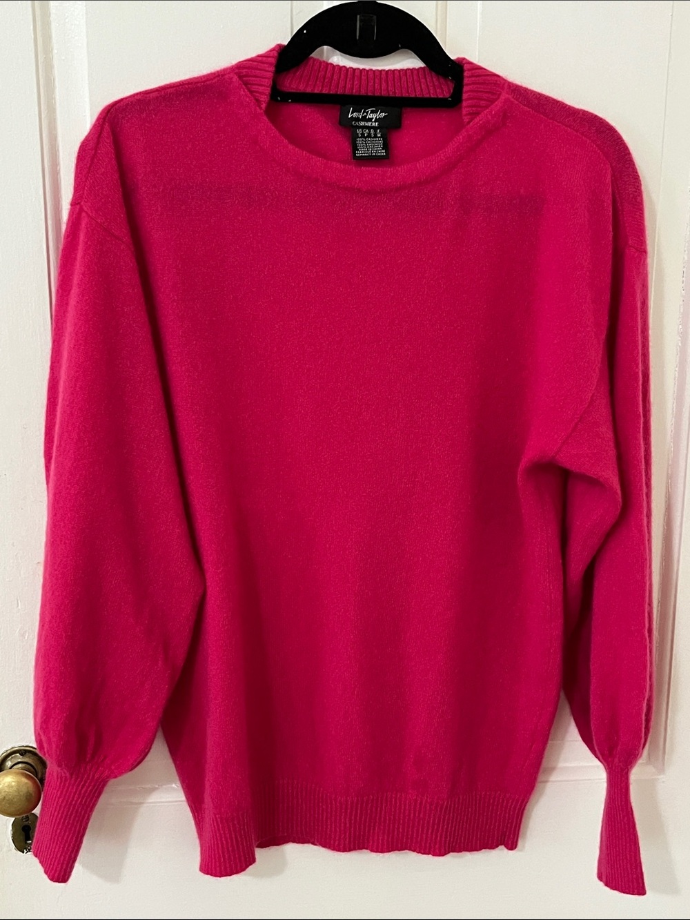 Lord & Taylor Hot Pink Crewneck Cashmere Sweater